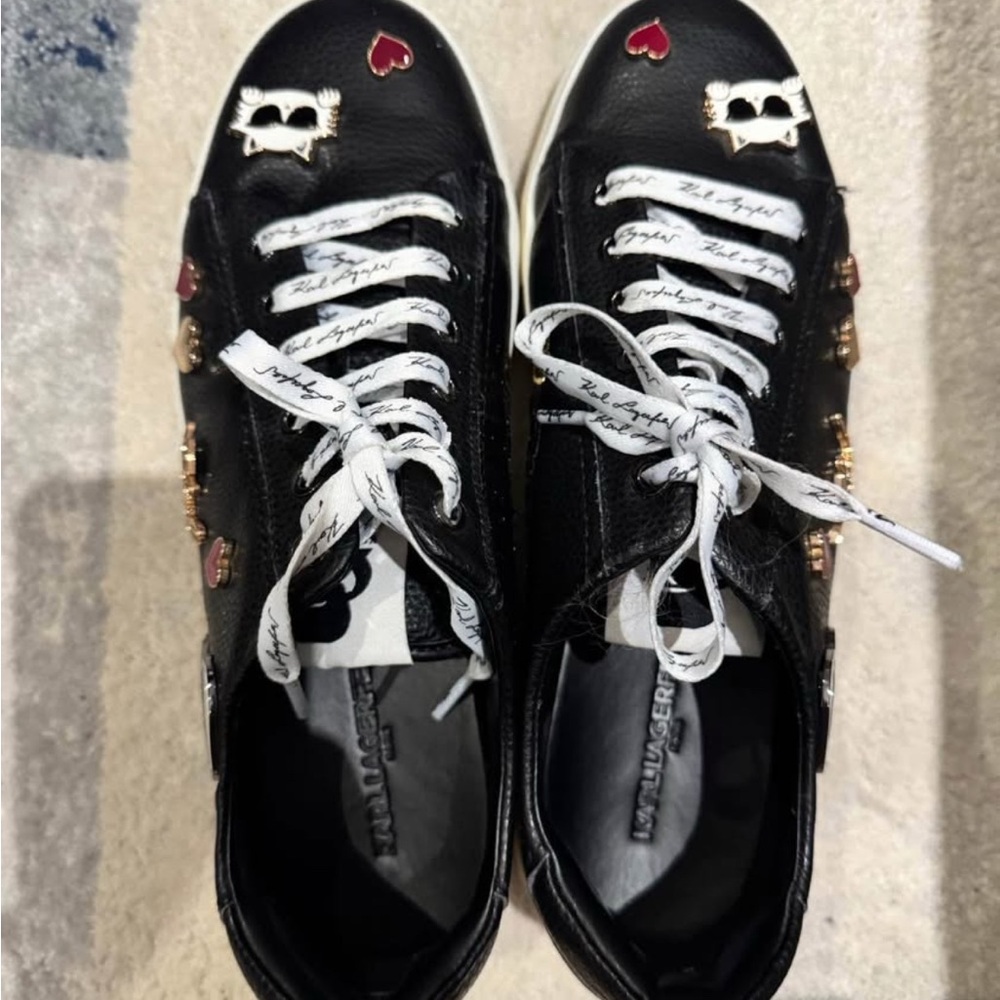 Karl Lagerfeld Black Sneakers with Red and Gold Accents